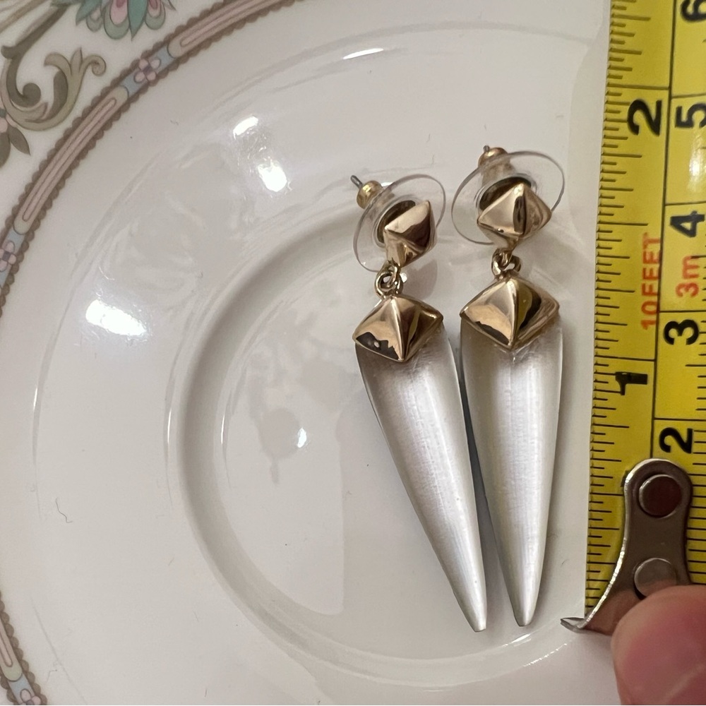 Alexis Bittar Gold and Cream Dagger Earrings